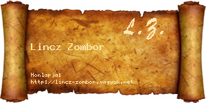 Lincz Zombor névjegykártya